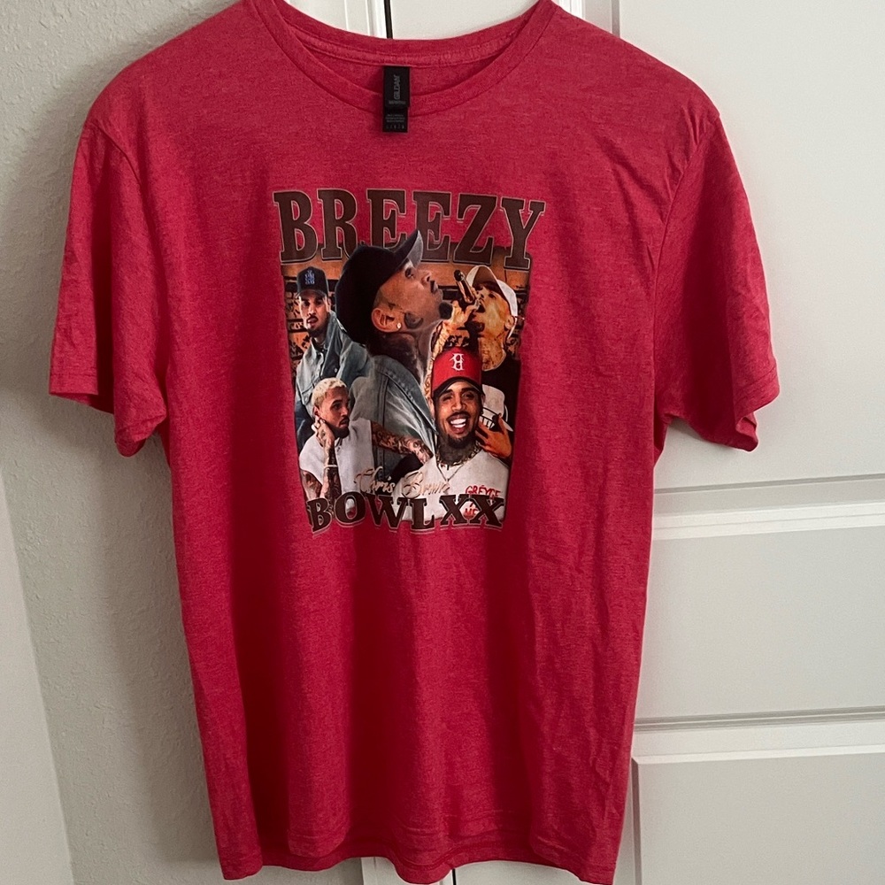 Chris Brown Large Red Graphic T-Shirt